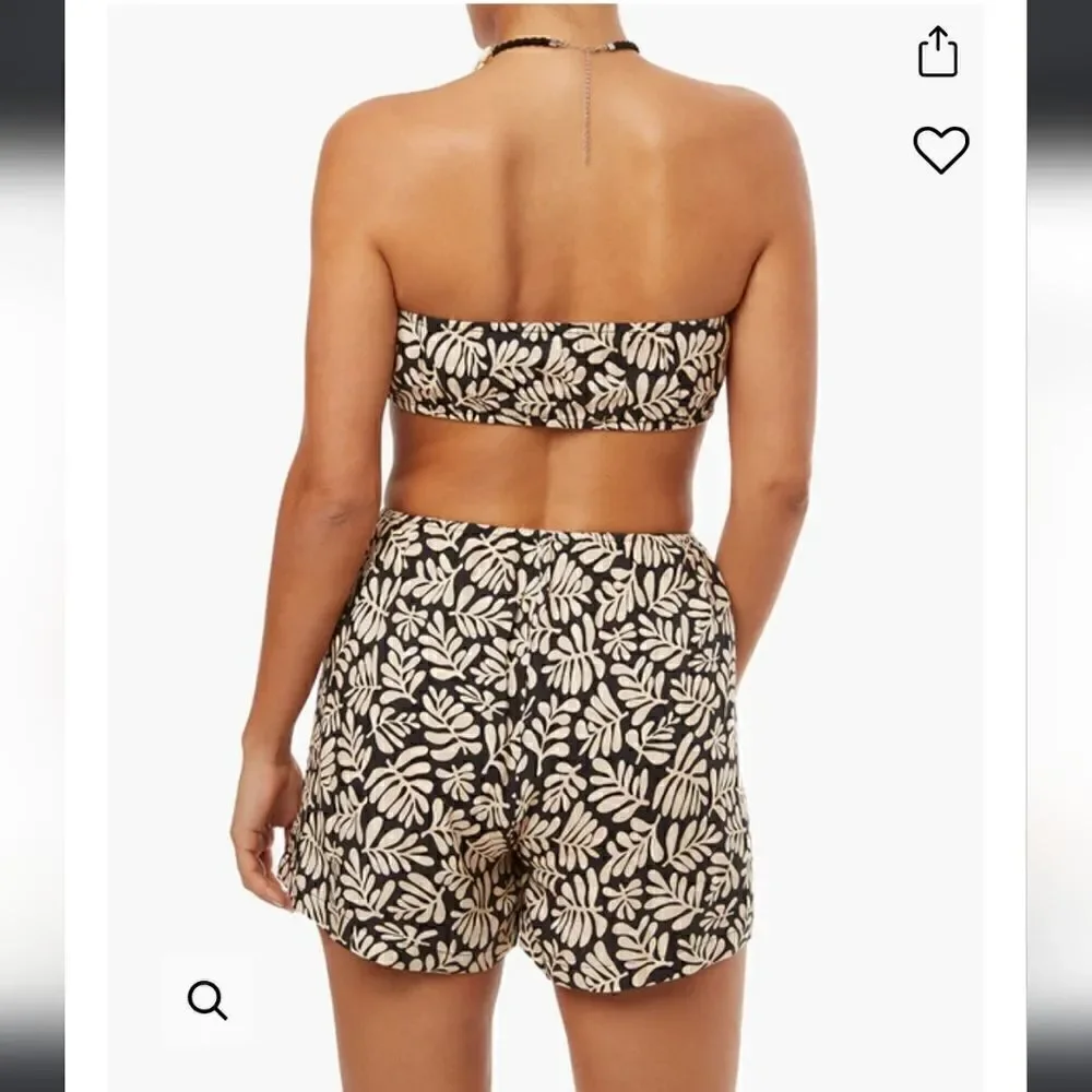 WeWoreWhat Safari Leaves Linen Strapless Cutout Romper Size M - Picture 3 of 9